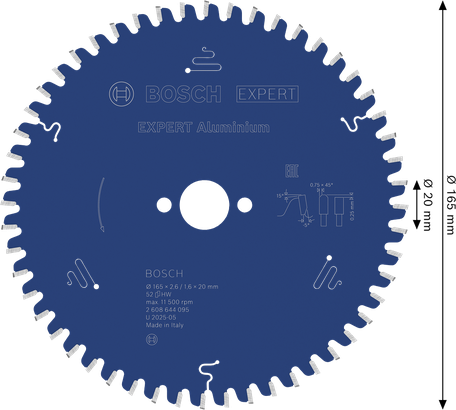 BoschEXPERT 铝制圆锯片 165 毫米，适用于金属。